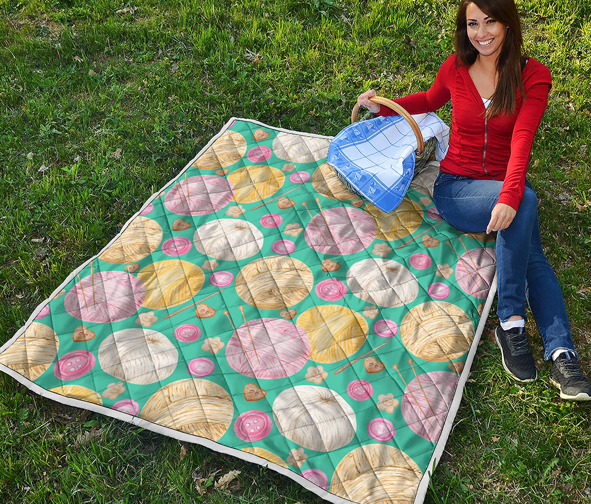 Watercolor Yarn Pattern Print Quilt