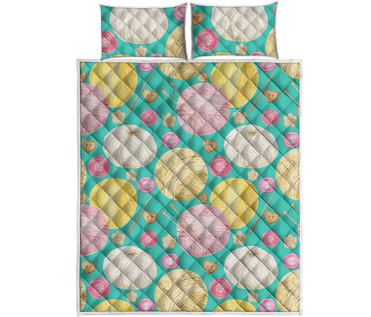 Watercolor Yarn Pattern Print Quilt Bed Set