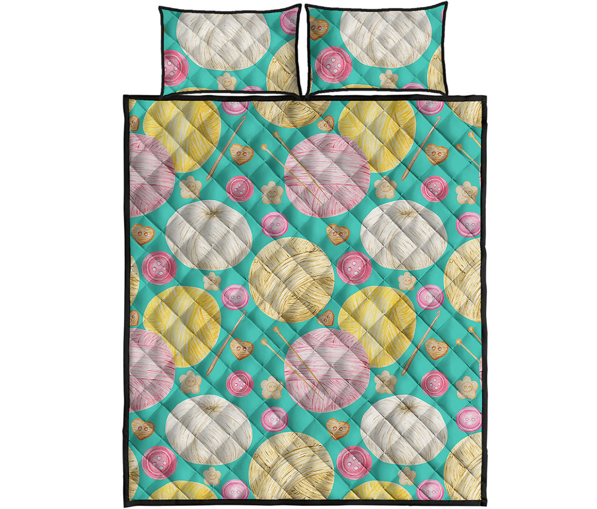 Watercolor Yarn Pattern Print Quilt Bed Set