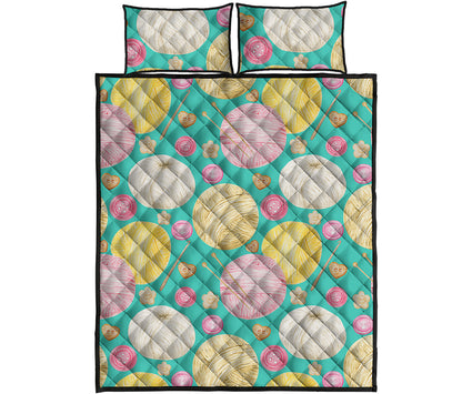 Watercolor Yarn Pattern Print Quilt Bed Set
