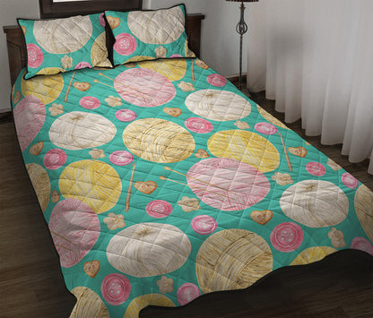 Watercolor Yarn Pattern Print Quilt Bed Set