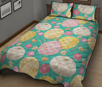 Watercolor Yarn Pattern Print Quilt Bed Set