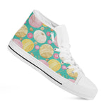 Watercolor Yarn Pattern Print White High Top Shoes
