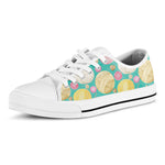 Watercolor Yarn Pattern Print White Low Top Shoes