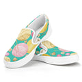 Watercolor Yarn Pattern Print White Slip On Sneakers