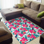 Watermelon Teal Hawaiian Pattern Print Area Rug GearFrost