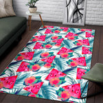 Watermelon Teal Hawaiian Pattern Print Area Rug GearFrost