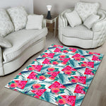 Watermelon Teal Hawaiian Pattern Print Area Rug GearFrost