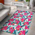 Watermelon Teal Hawaiian Pattern Print Floor Mat