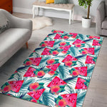 Watermelon Teal Hawaiian Pattern Print Area Rug GearFrost