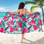 Watermelon Teal Hawaiian Pattern Print Beach Sarong Wrap
