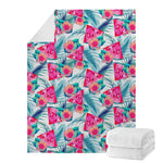 Watermelon Teal Hawaiian Pattern Print Blanket