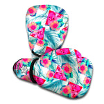 Watermelon Teal Hawaiian Pattern Print Boxing Gloves