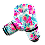 Watermelon Teal Hawaiian Pattern Print Boxing Gloves