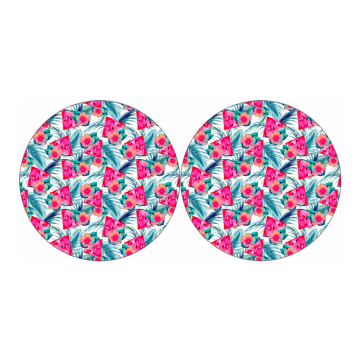 Watermelon Teal Hawaiian Pattern Print Car Coasters