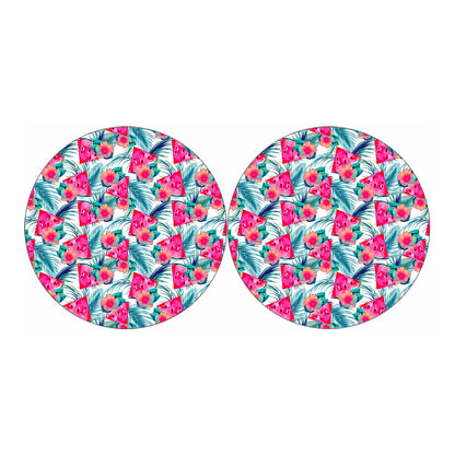 Watermelon Teal Hawaiian Pattern Print Car Coasters