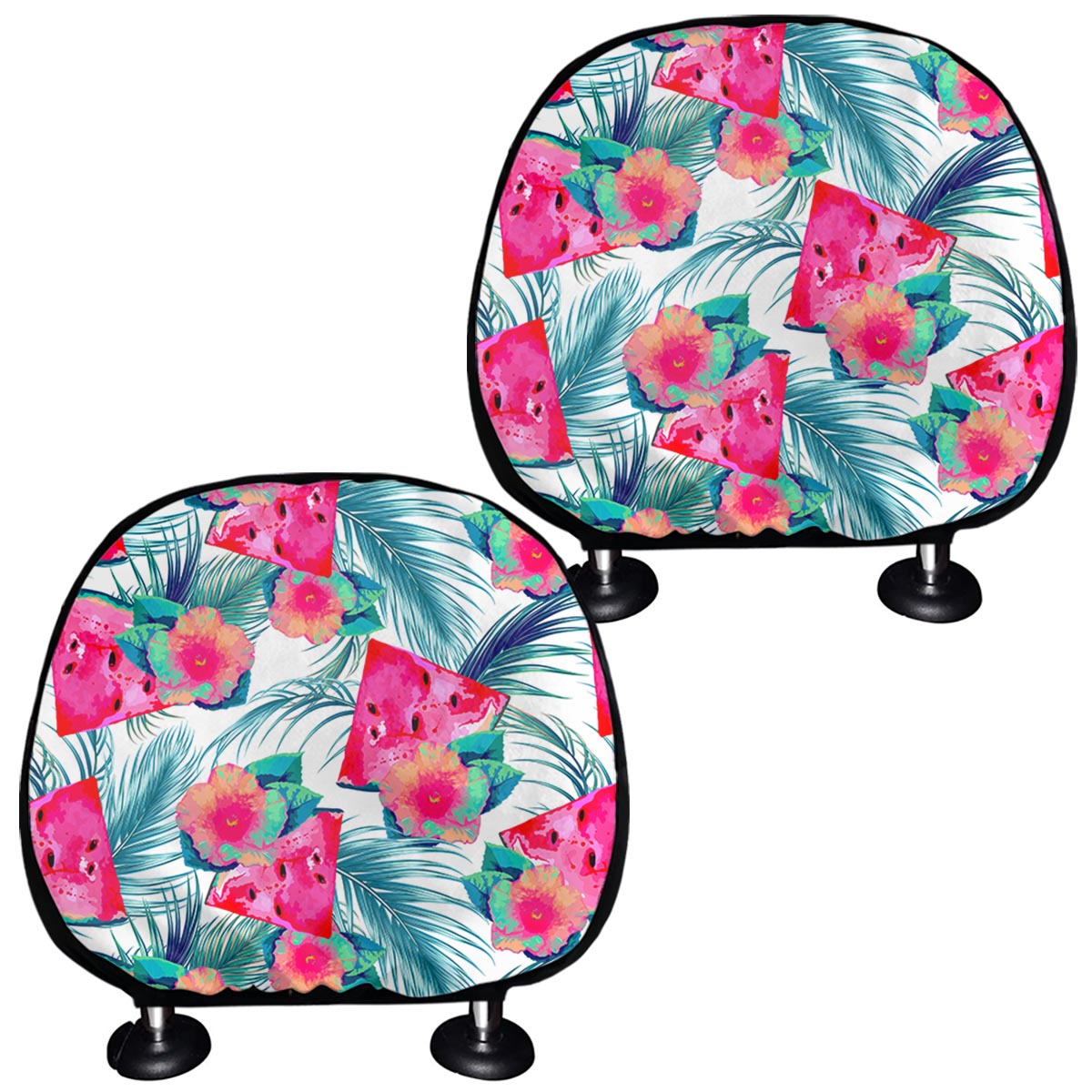 Watermelon Teal Hawaiian Pattern Print Car Headrest Covers