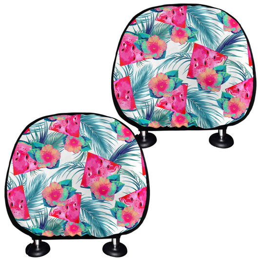 Watermelon Teal Hawaiian Pattern Print Car Headrest Covers