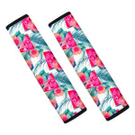 Watermelon Teal Hawaiian Pattern Print Car Seat Belt Covers