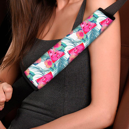 Watermelon Teal Hawaiian Pattern Print Car Seat Belt Covers