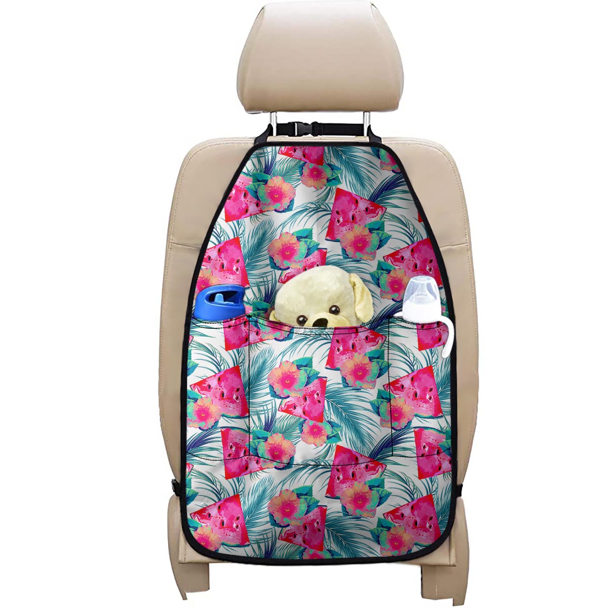 Watermelon Teal Hawaiian Pattern Print Car Seat Organizers