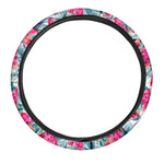 Watermelon Teal Hawaiian Pattern Print Car Steering Wheel Cover