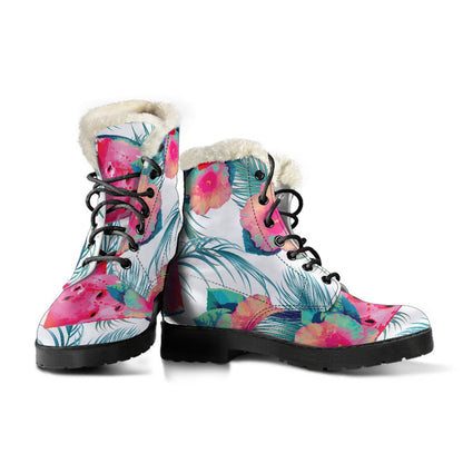 Watermelon Teal Hawaiian Pattern Print Comfy Boots GearFrost