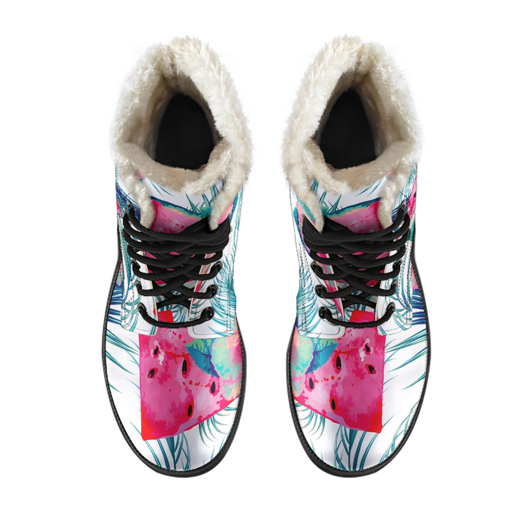 Watermelon Teal Hawaiian Pattern Print Comfy Boots GearFrost