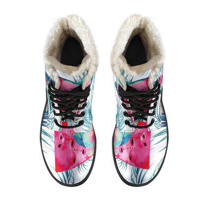 Watermelon Teal Hawaiian Pattern Print Comfy Boots GearFrost
