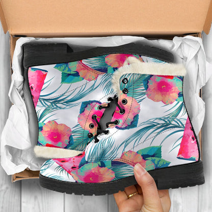 Watermelon Teal Hawaiian Pattern Print Comfy Boots GearFrost
