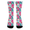 Watermelon Teal Hawaiian Pattern Print Crew Socks