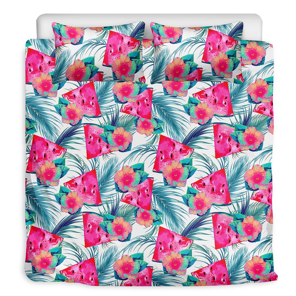 Watermelon Teal Hawaiian Pattern Print Duvet Cover Bedding Set