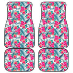 Watermelon Teal Hawaiian Pattern Print Front and Back Car Floor Mats