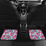 Watermelon Teal Hawaiian Pattern Print Front and Back Car Floor Mats