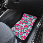 Watermelon Teal Hawaiian Pattern Print Front and Back Car Floor Mats