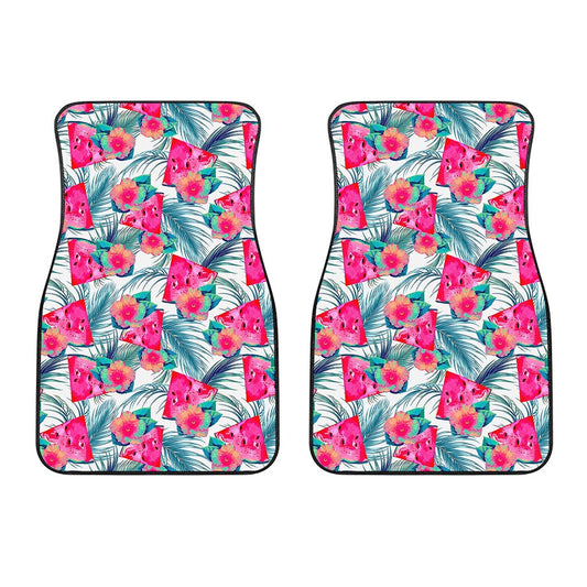 Watermelon Teal Hawaiian Pattern Print Front Car Floor Mats