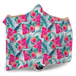 Watermelon Teal Hawaiian Pattern Print Hooded Blanket