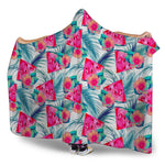Watermelon Teal Hawaiian Pattern Print Hooded Blanket
