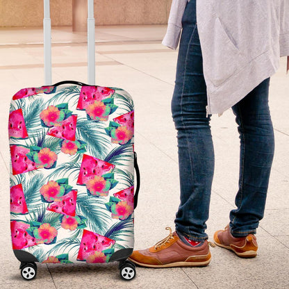 Watermelon Teal Hawaiian Pattern Print Luggage Cover GearFrost