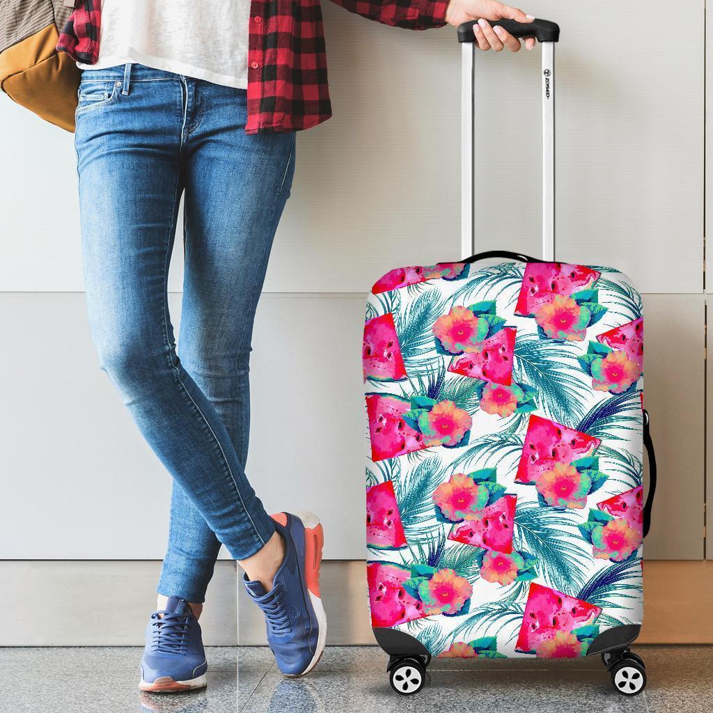 Watermelon Teal Hawaiian Pattern Print Luggage Cover GearFrost