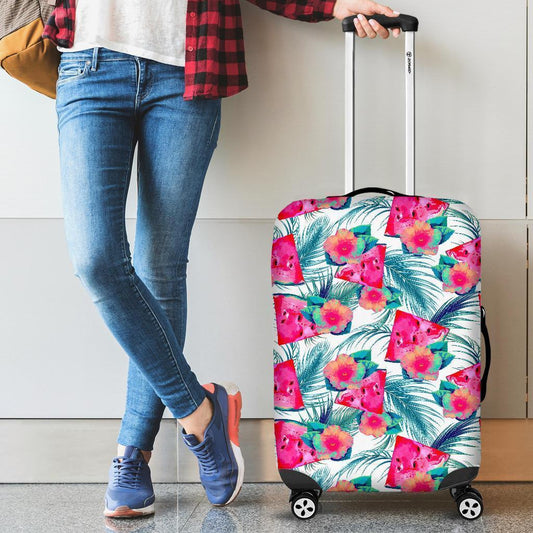 Watermelon Teal Hawaiian Pattern Print Luggage Cover GearFrost
