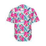Watermelon Teal Hawaiian Pattern Print Men's Baseball Jersey