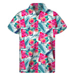 Watermelon Teal Hawaiian Pattern Print Men's Short Sleeve Shirt