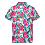 Watermelon Teal Hawaiian Pattern Print Men's Short Sleeve Shirt