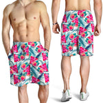 Watermelon Teal Hawaiian Pattern Print Men's Shorts