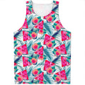 Watermelon Teal Hawaiian Pattern Print Men's Tank Top