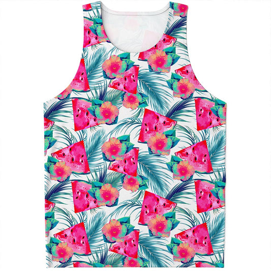 Watermelon Teal Hawaiian Pattern Print Men's Tank Top