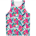 Watermelon Teal Hawaiian Pattern Print Men's Tank Top