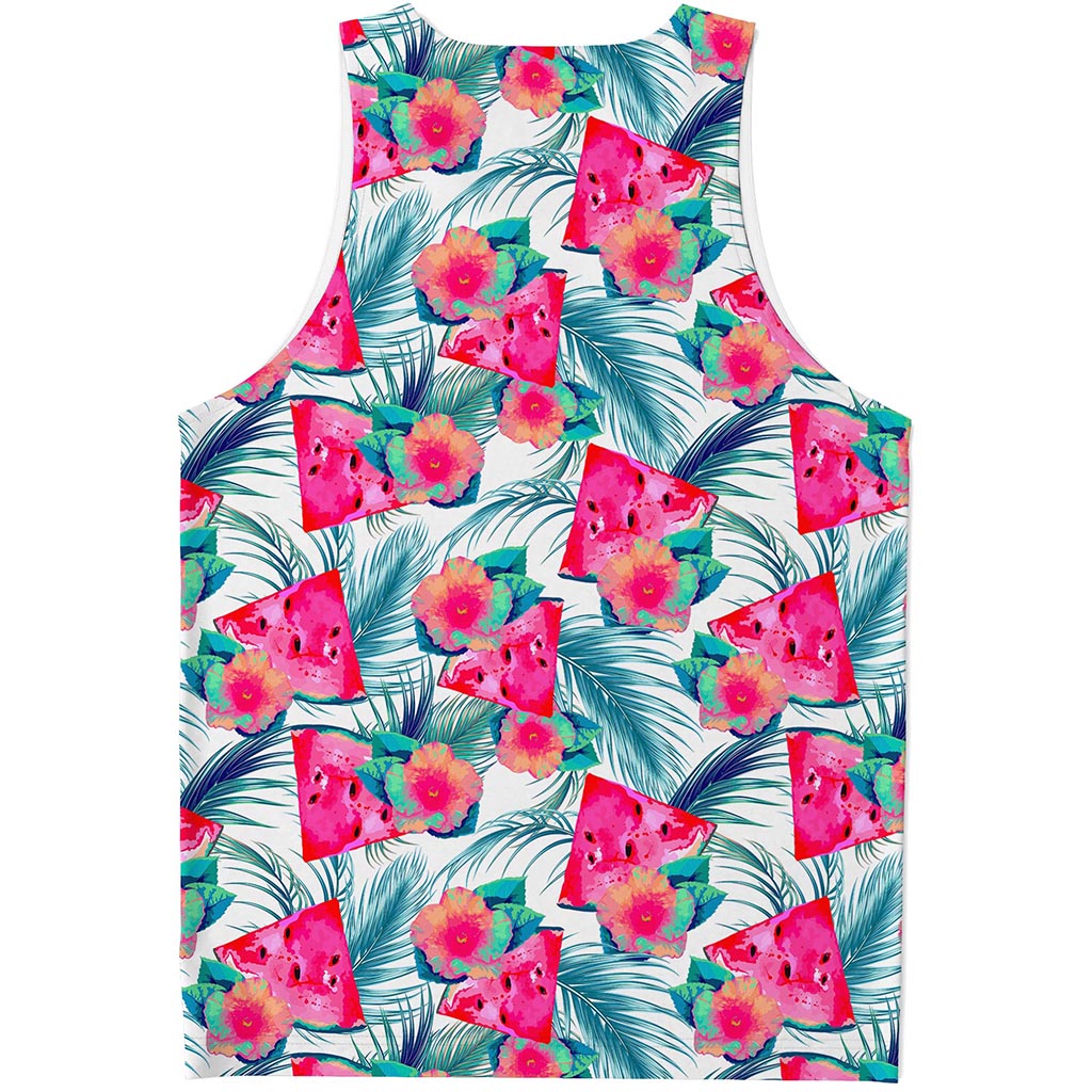 Watermelon Teal Hawaiian Pattern Print Men's Tank Top