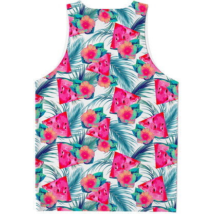 Watermelon Teal Hawaiian Pattern Print Men's Tank Top